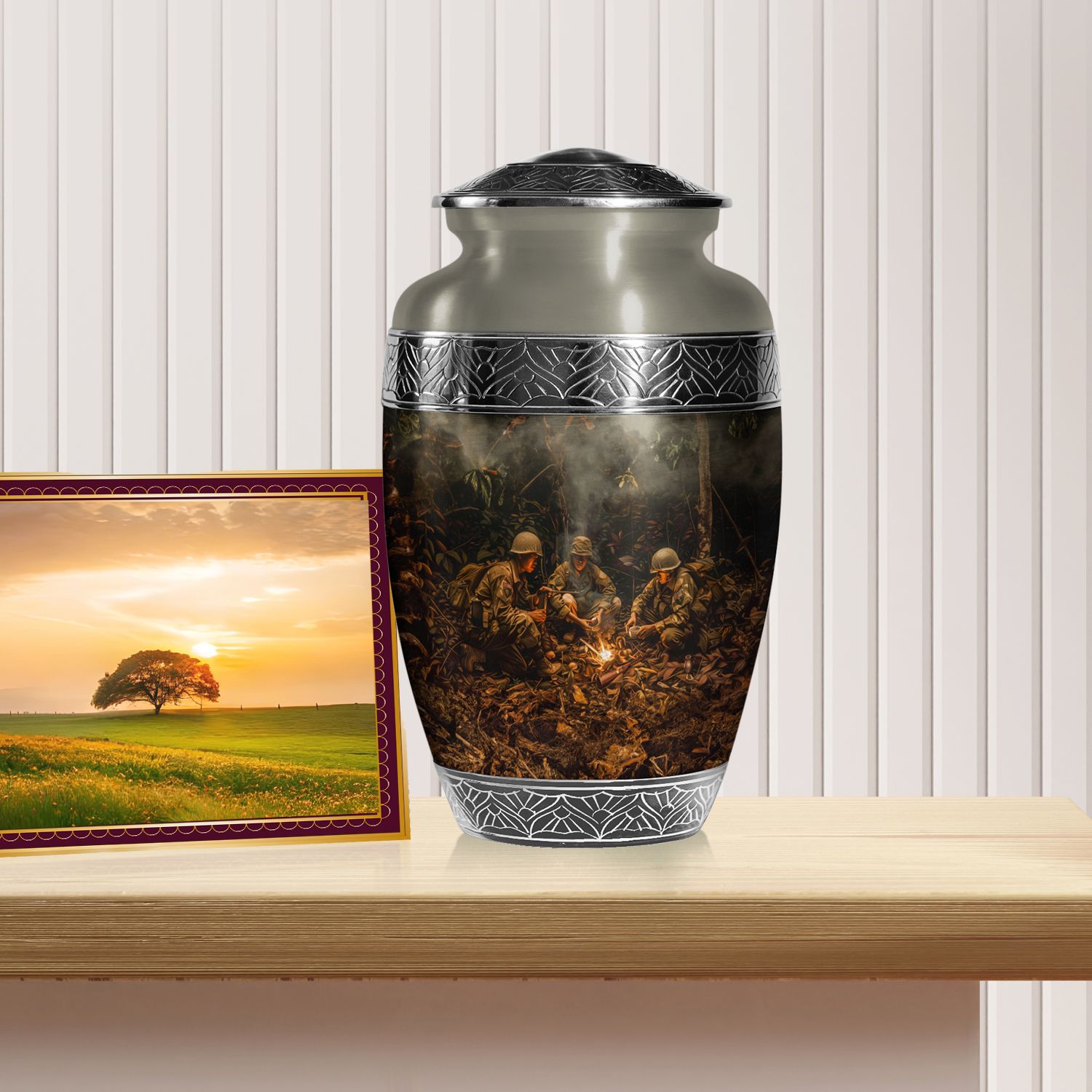 Military Valor Cremation Urns for Ashes Adult Dad, Handmade Urn (10 Inch) detailed image 3