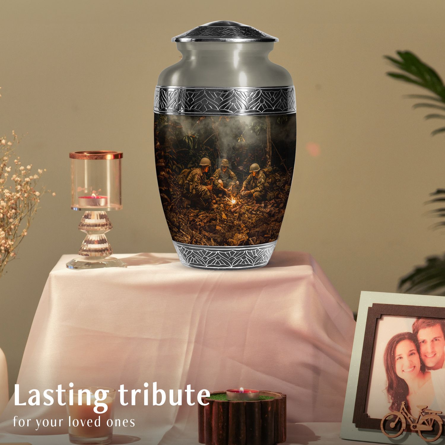 Military Valor Cremation Urns for Ashes Adult Dad, Handmade Urn (10 Inch) detailed image 5