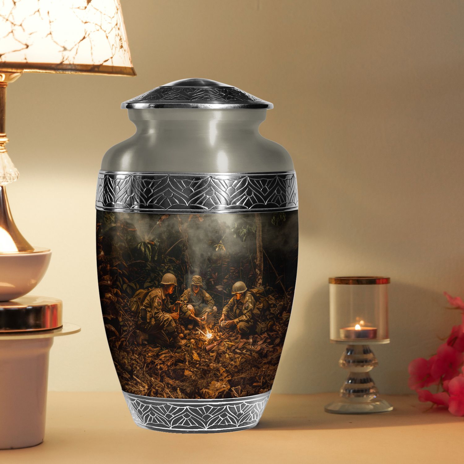 Military Valor Cremation Urns for Ashes Adult Dad, Handmade Urn (10 Inch) detailed image 6