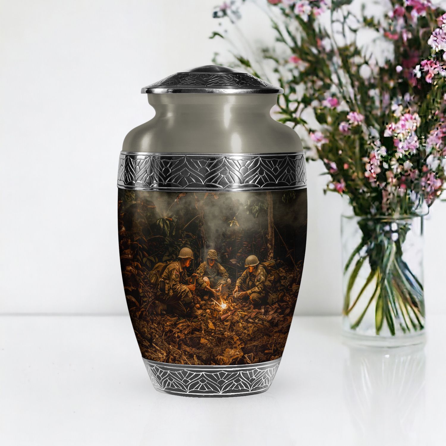 Military Valor Cremation Urns for Ashes Adult Dad, Handmade Urn (10 Inch) detailed image 7