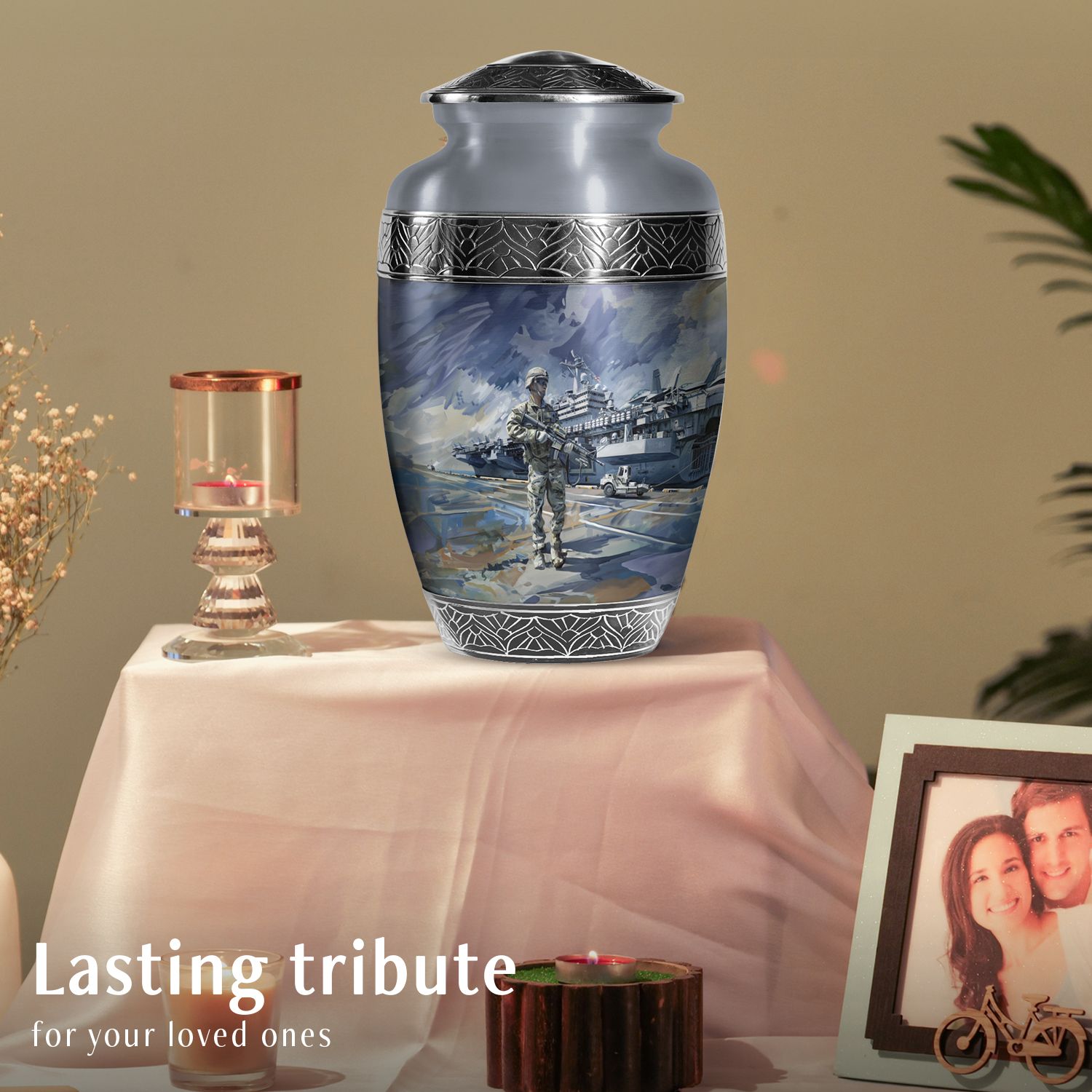 Military Honor Funeral Urns for Ashes Adult Male, Handcrafted Urn (10 Inch) detailed image 5