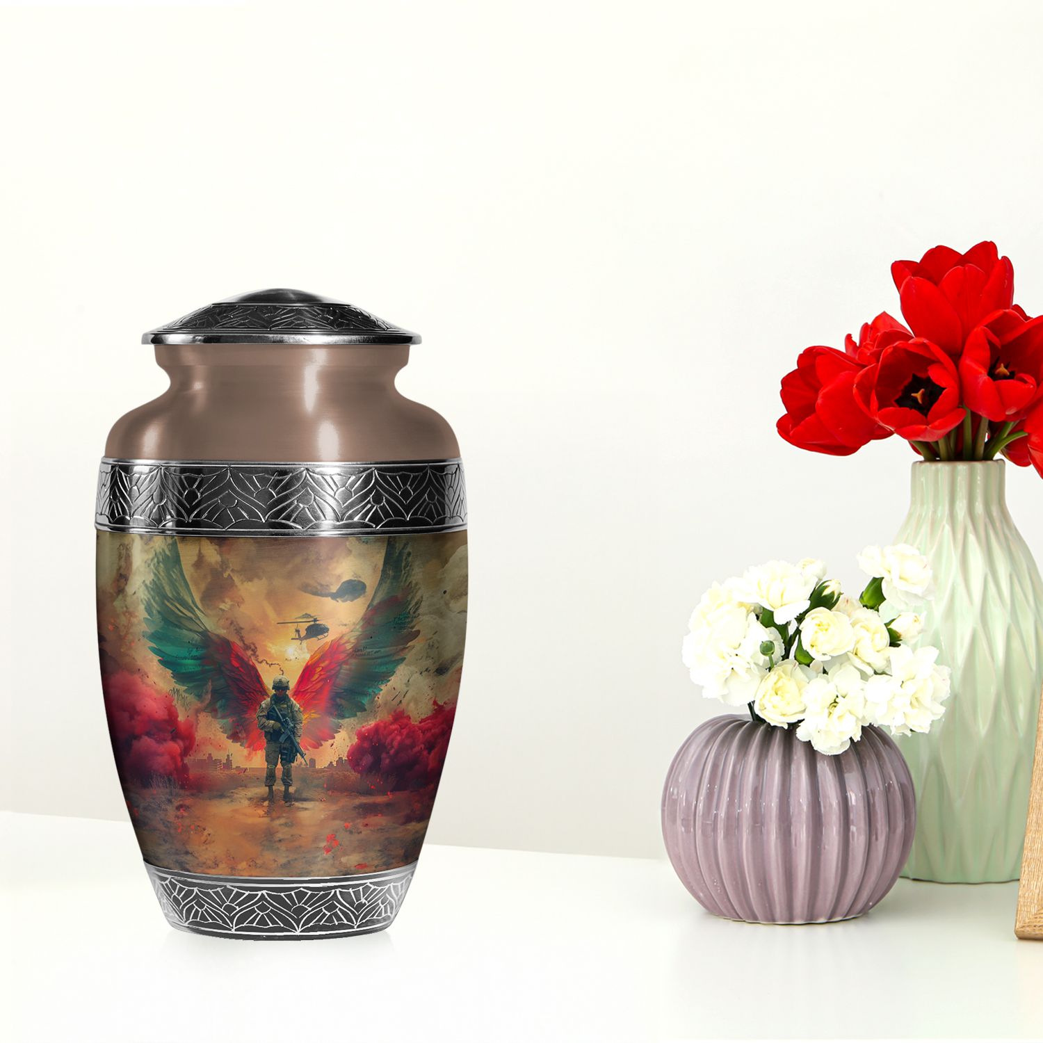 Military Honor Urns for Ashes Adult Female, Burial Urn (10 Inch) detailed image 4