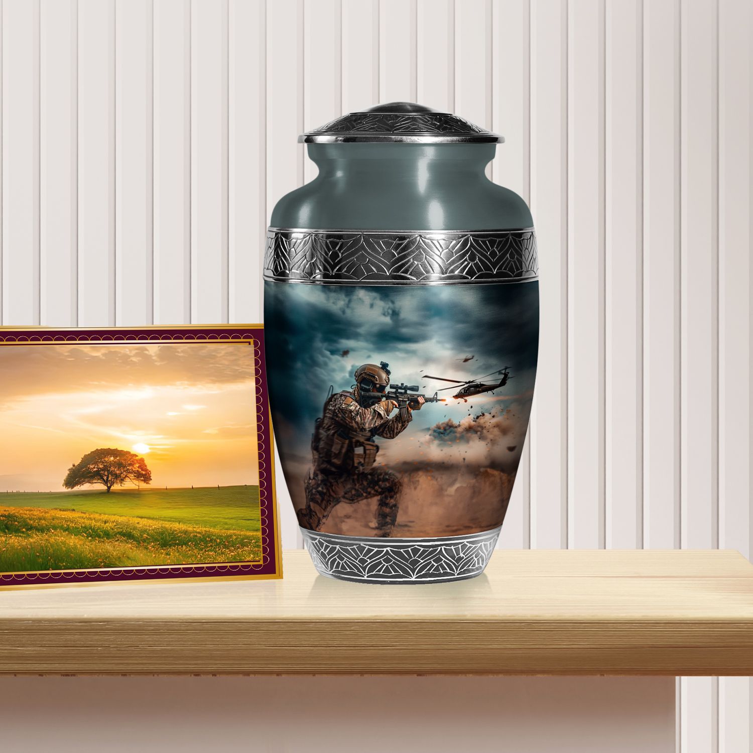 Military Field Cremation Urns for Ashes Adult Male, Unique Urn (10 Inch) detailed image 3