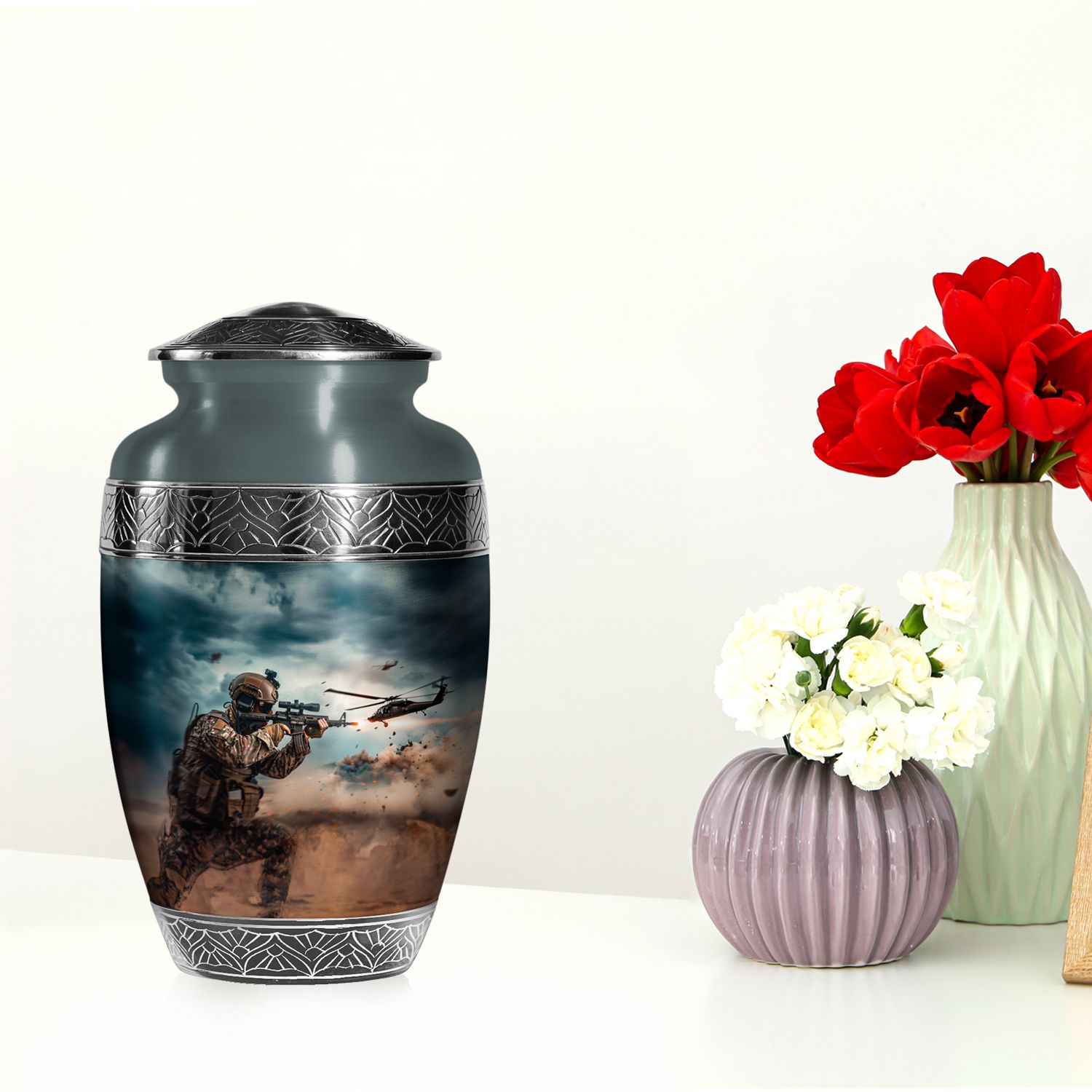 Military Field Cremation Urns for Ashes Adult Male, Unique Urn (10 Inch) detailed image 4