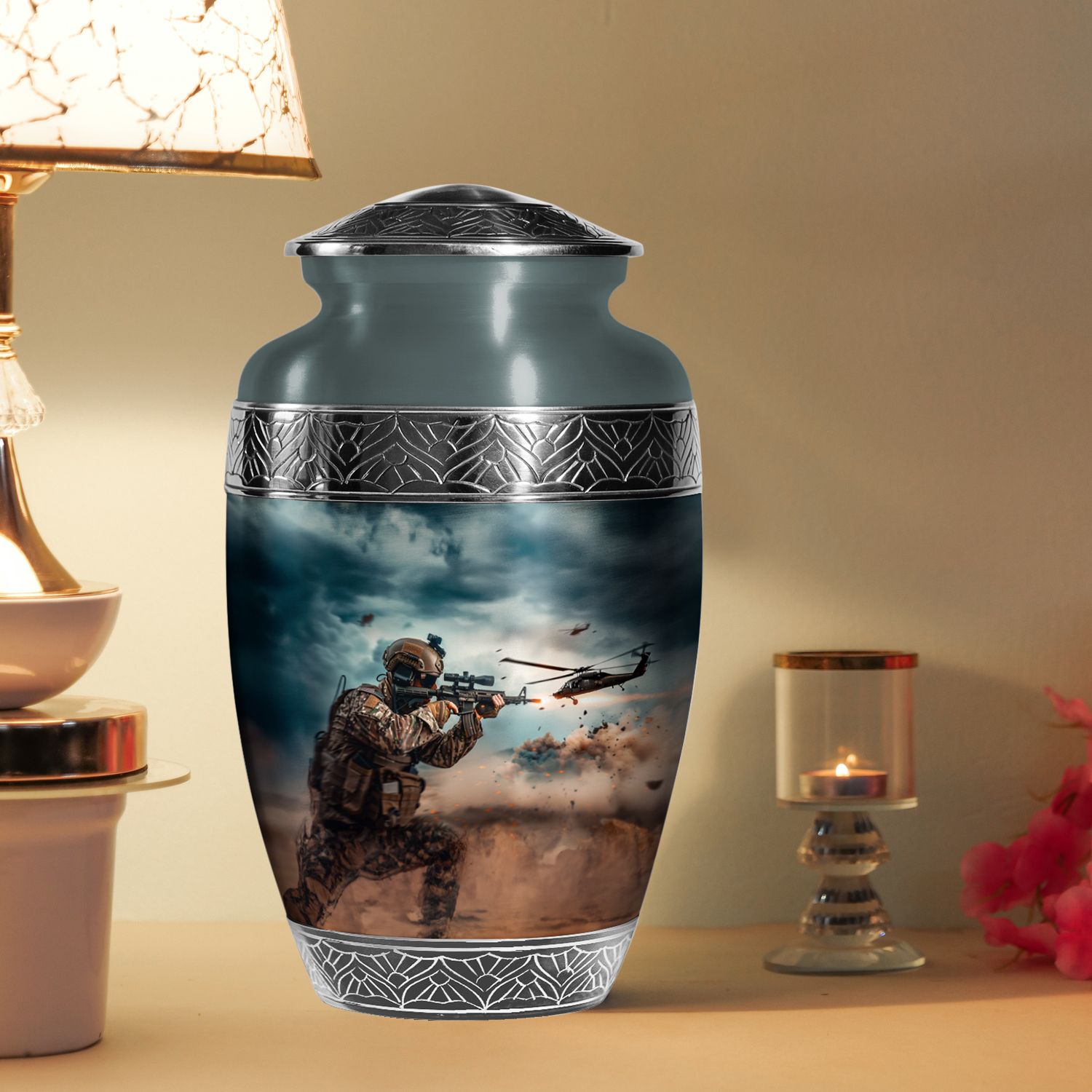 Military Field Cremation Urns for Ashes Adult Male, Unique Urn (10 Inch) detailed image 6