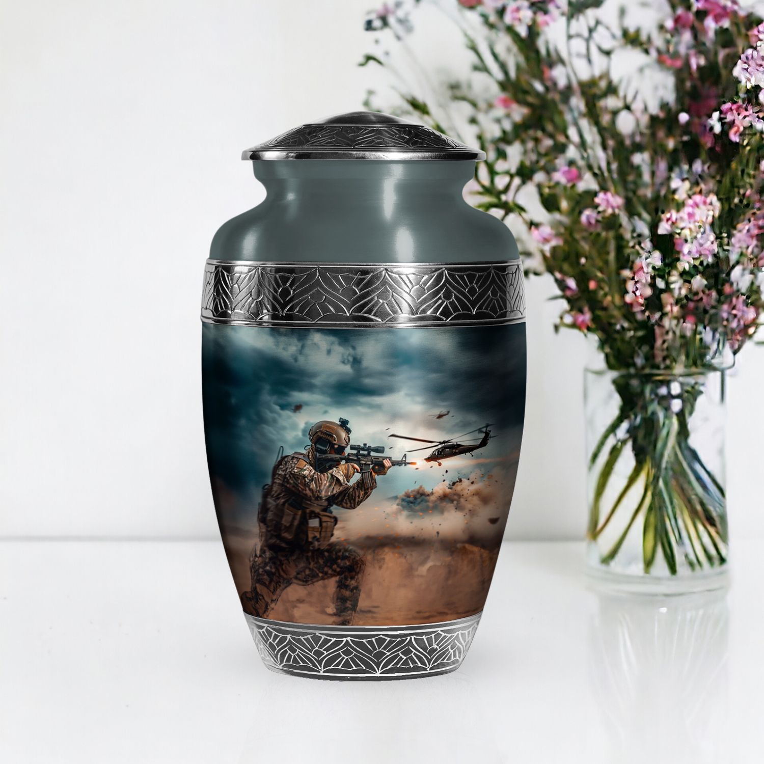 Military Field Cremation Urns for Ashes Adult Male, Unique Urn (10 Inch) detailed image 7