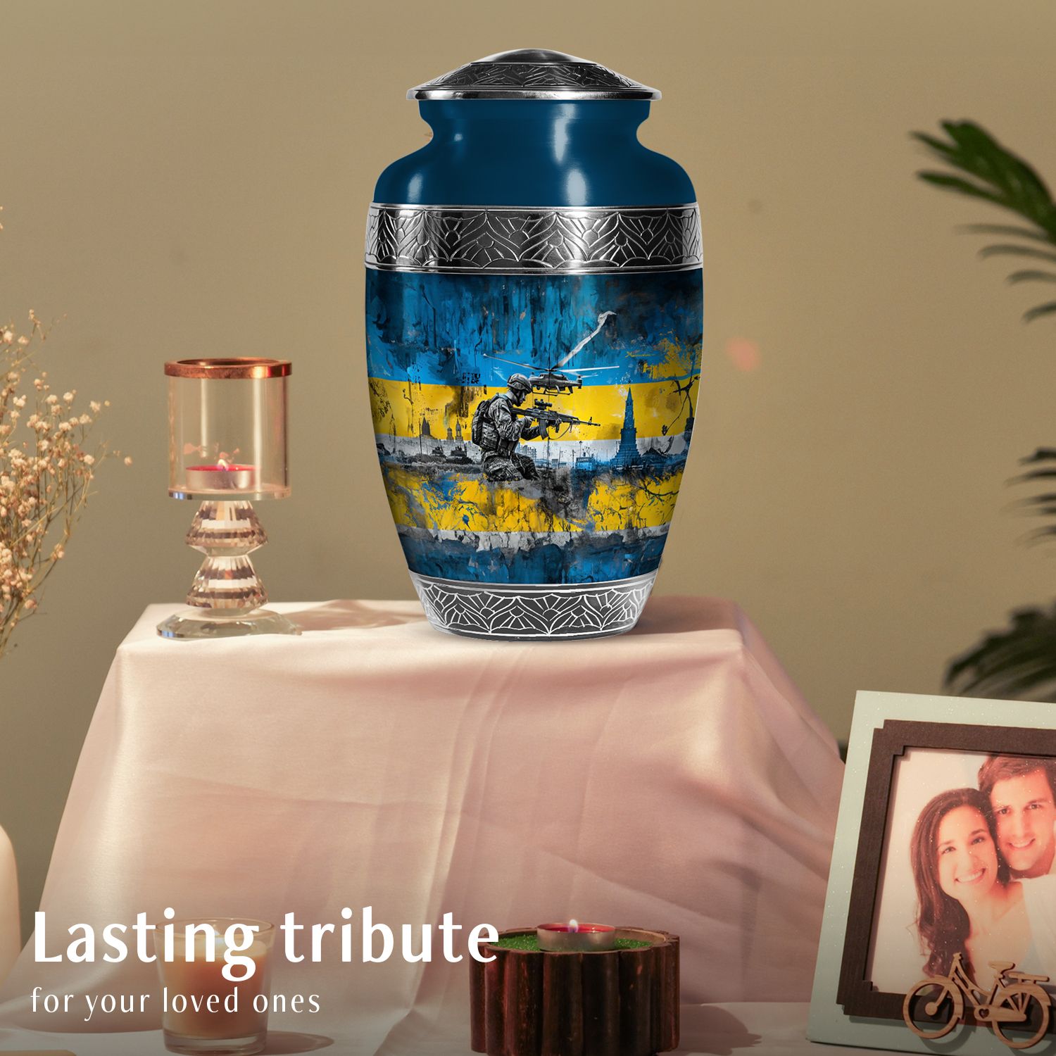 Military Memorial Urns for Ashes Adult Father, Handcrafted Urn (10 Inch) detailed image 5